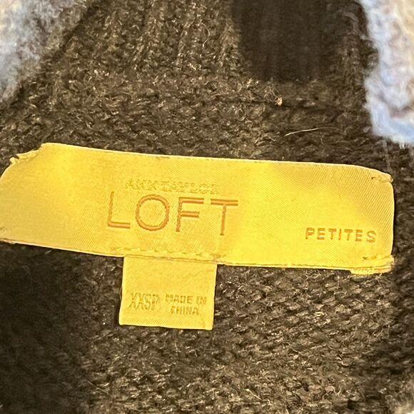 LOFT Ann Taylor Blue/Grey Pullover Sweater PXXS Ribbed Mock Neck Colorblock - Picture 3 of 6